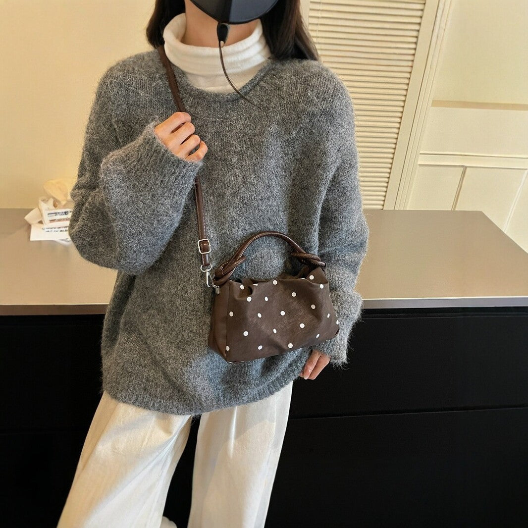 Polka Dot Textured Handheld Bag