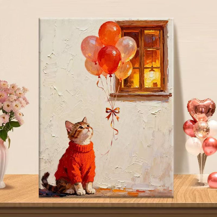 Playful Cat Illustration Canvas Art Stornfield