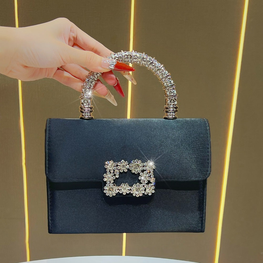 Elegant Rhinestone-Studded Handheld Evening Purse