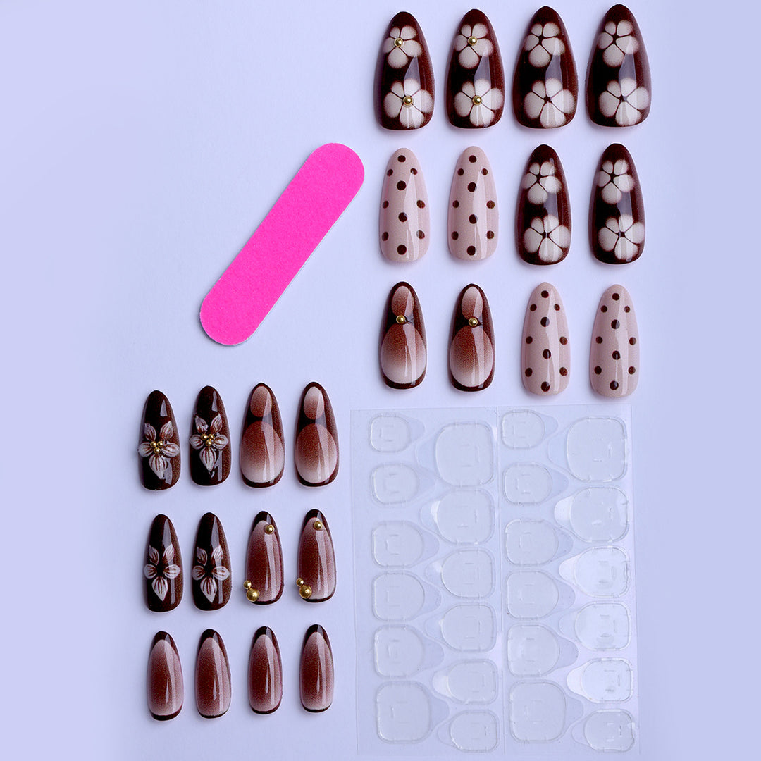 Artistic Fingernails in Elegant Design with 3D Flower Accents Stornfield