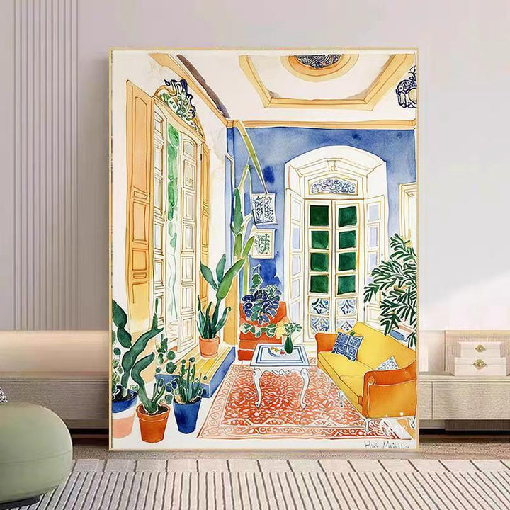 Cozy Living Room Watercolor Art Print Stornfield