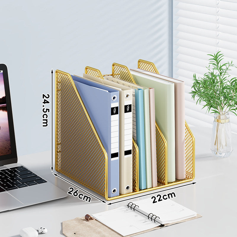 Mesh Desktop Vertical File and Folder Organizer Rack with Wide Slots and Non-Slip Base