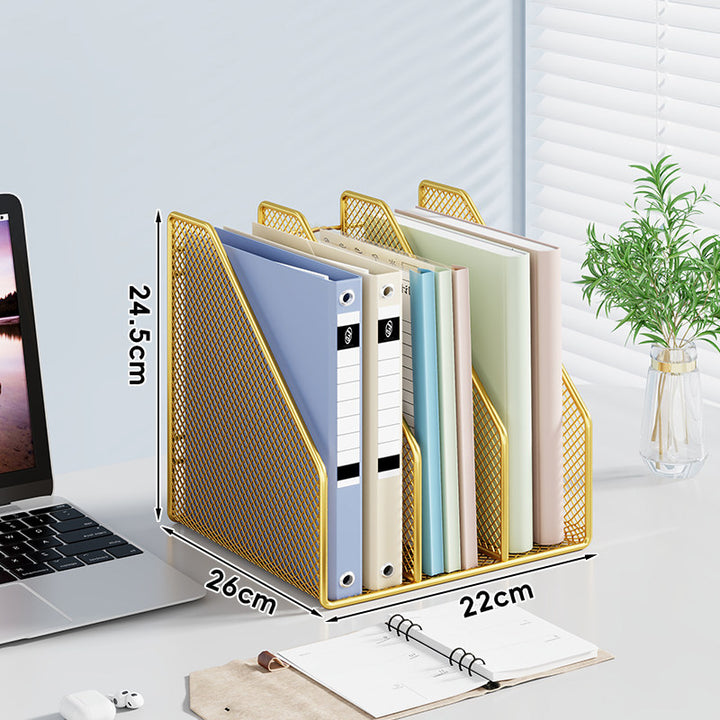 Mesh Desktop Vertical File and Folder Organizer Rack with Wide Slots and Non-Slip Base