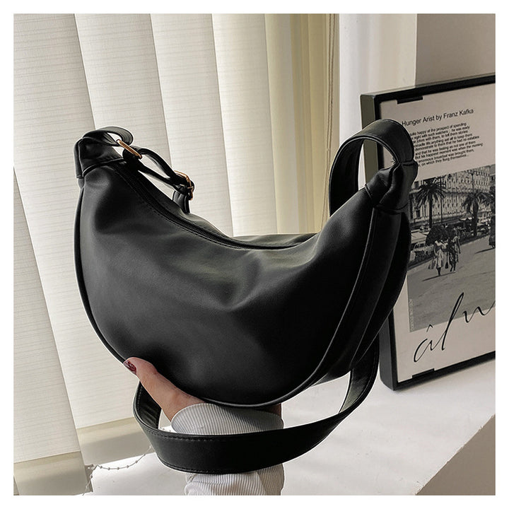 Curved Leather Shoulder Bag