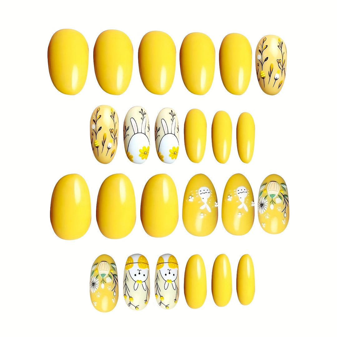Bunny-Themed Easter Press-On Nail Art Stornfield