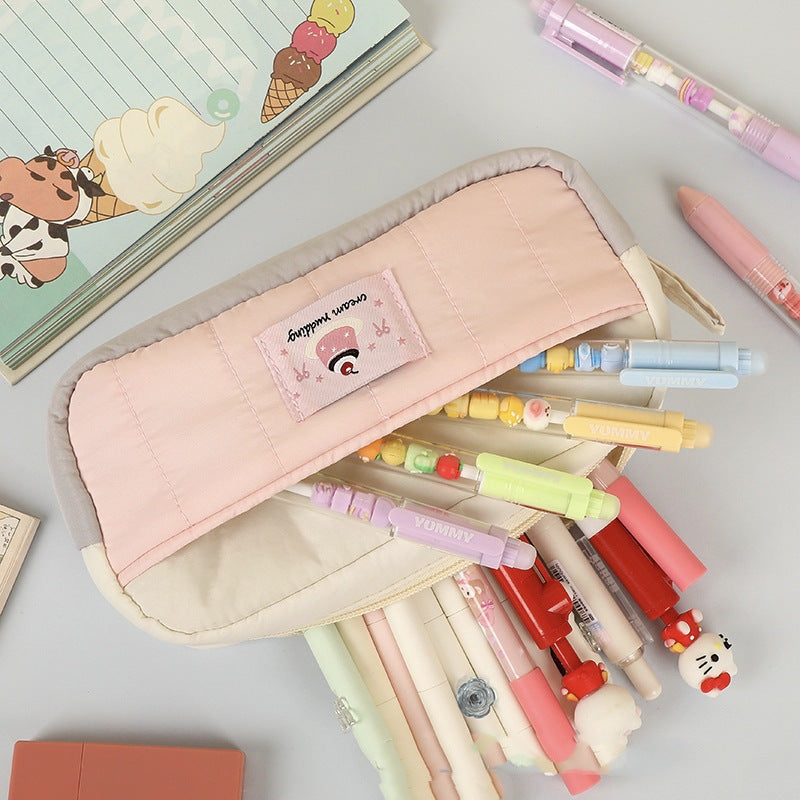 Quilted Multi-Compartment Pencil Organizer