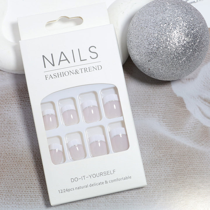 Glossy French Tip Press-On Nail Set Stornfield