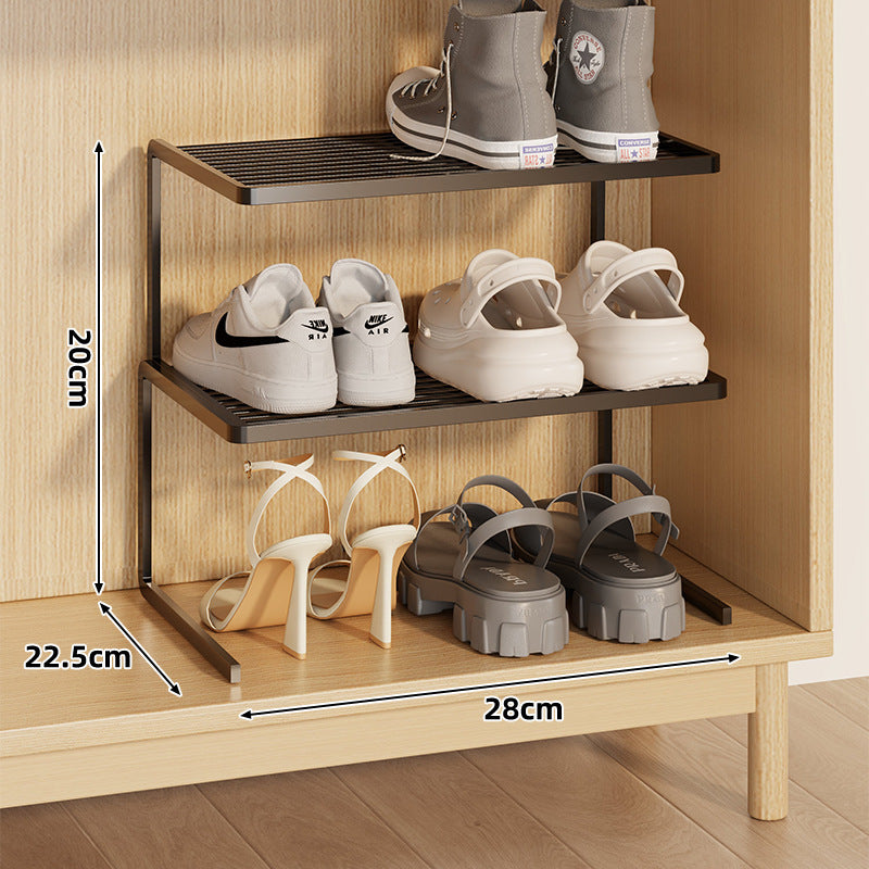 Compact Double-Layer Adjustable Shoe Shelf Riser for Cabinet and Closet