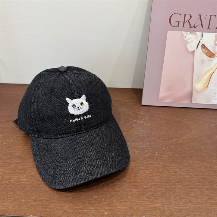 Women's Casual Cotton Baseball Cap with Cat Embroidery Stornfield