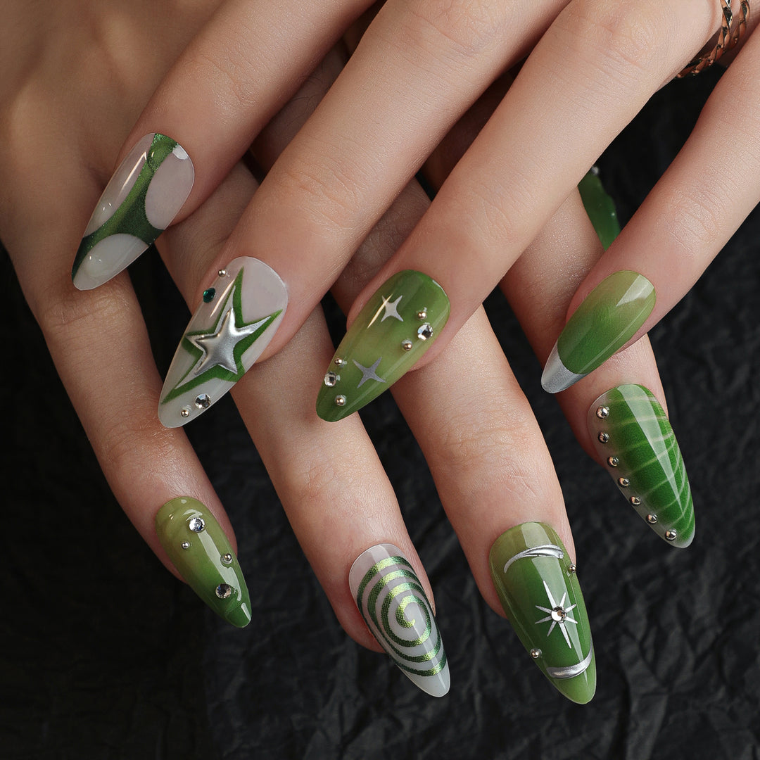Artificial nails with modern geometric designs Stornfield