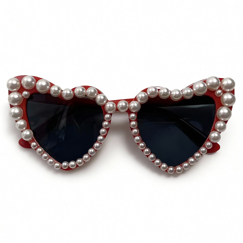 Decorative Pearl-Embellished Cat-Eye Sunglasses Stornfield