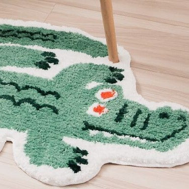 Plush Cartoon Crocodile Shaped Tufted Nursery Floor Rug