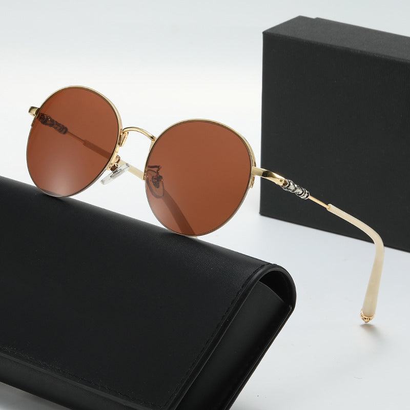 Women's round sunglasses with elegant metal frame and comfortable nose pads Stornfield
