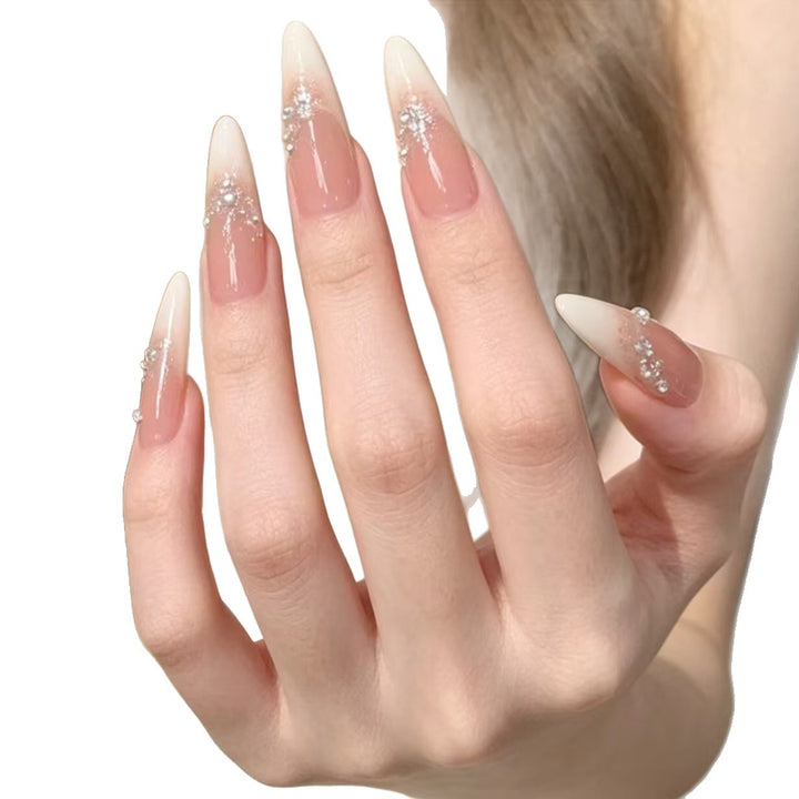 Elegant Stiletto Nail Extensions with Crystal Accents