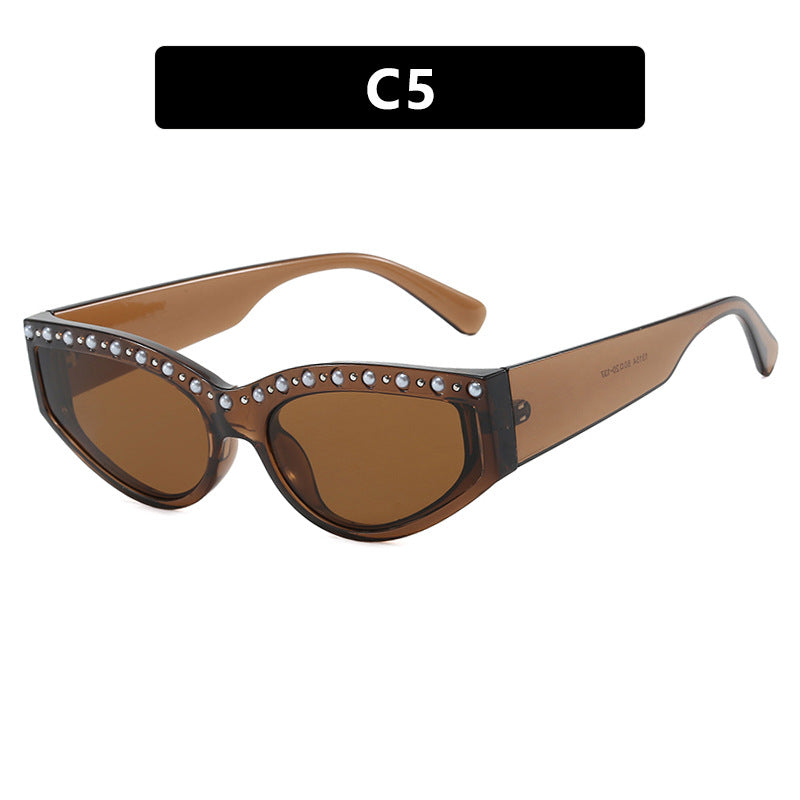 Women's Cat-Eye Sunglasses with Sparkling Rhinestone Accents and Animal Pattern Stornfield