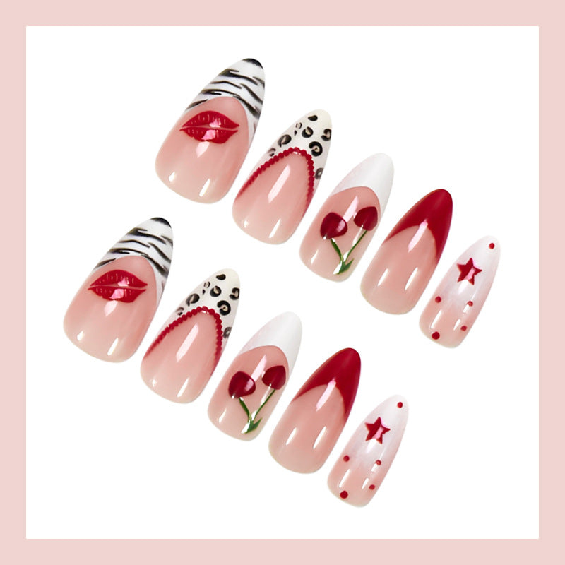 Artificial nail set with creative star and flower motifs Stornfield