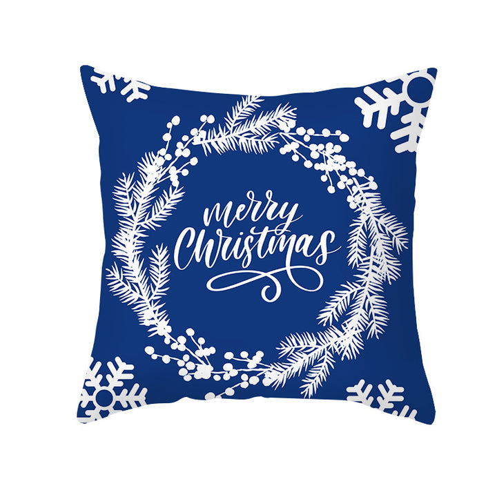 Festive Santa Silhouette Square Cushion Cover with Snowflake Border and Concealed Zipper