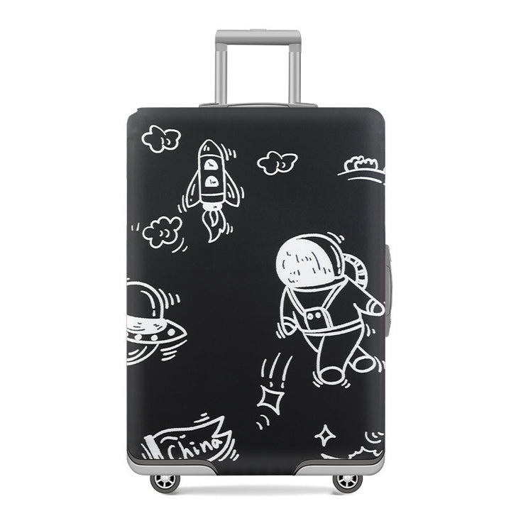 Unisex nan elastic motif suitcase cover made of stretchable polyester with handle and wheel openings Stornfield