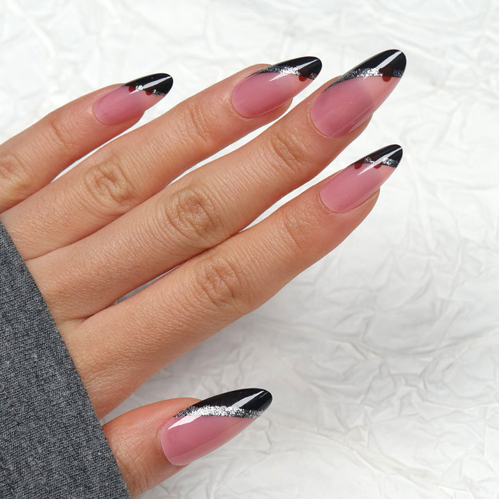 Elegant Stiletto Press-On Nails with Glitter Accents Stornfield