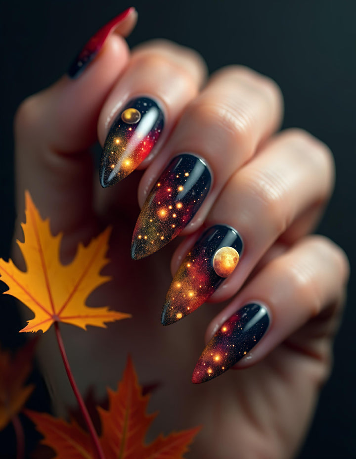 Galactic art nails with 3D planet motif Stornfield
