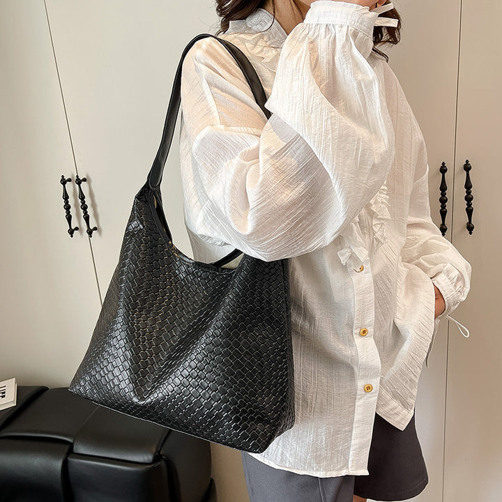 Sleek Textured Leather Hobo Handbag Stornfield