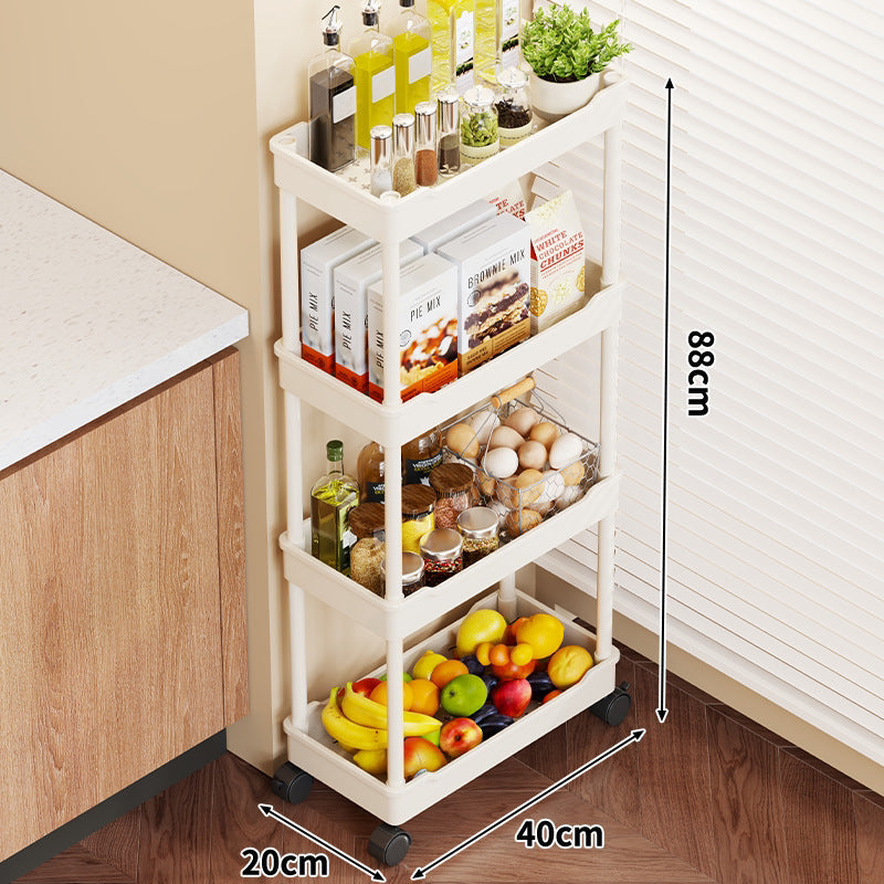 5-Tier Rolling Kitchen Storage Cart with Deep Plastic Baskets and Locking Casters