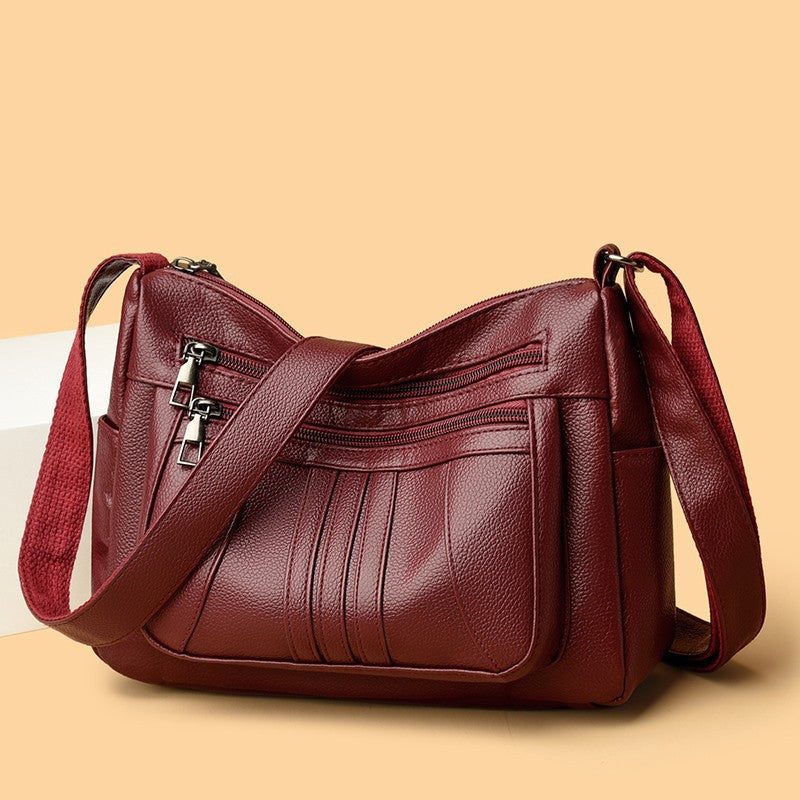 Functional Faux Leather Shoulder Bag