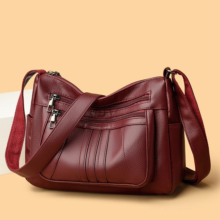 Functional Faux Leather Shoulder Bag