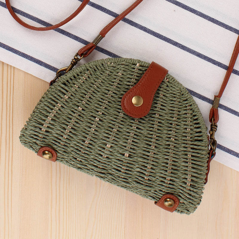 Rattan Shoulder Bag In Crescent Shape Design Stornfield