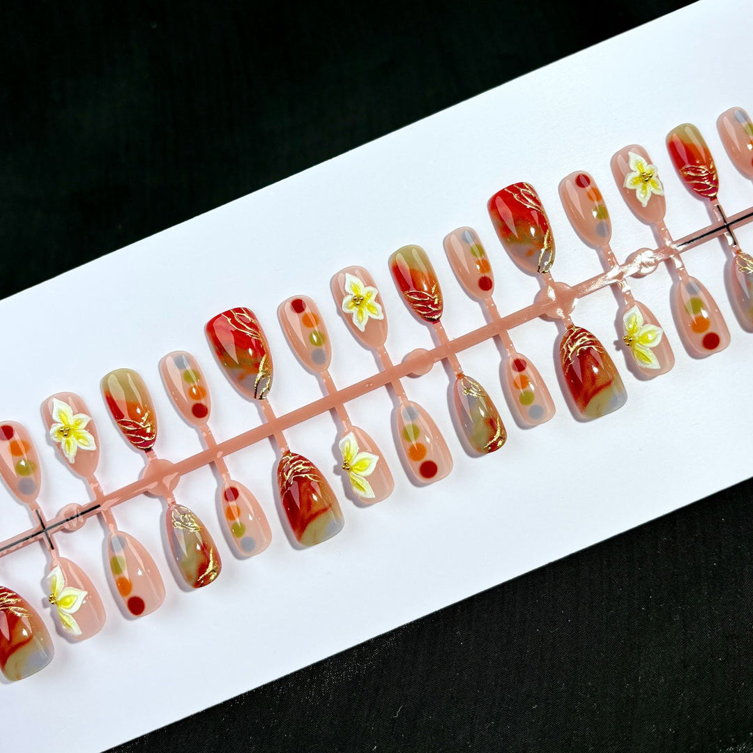 Elegant Polka Dot and Lace Press-On Nail Set
