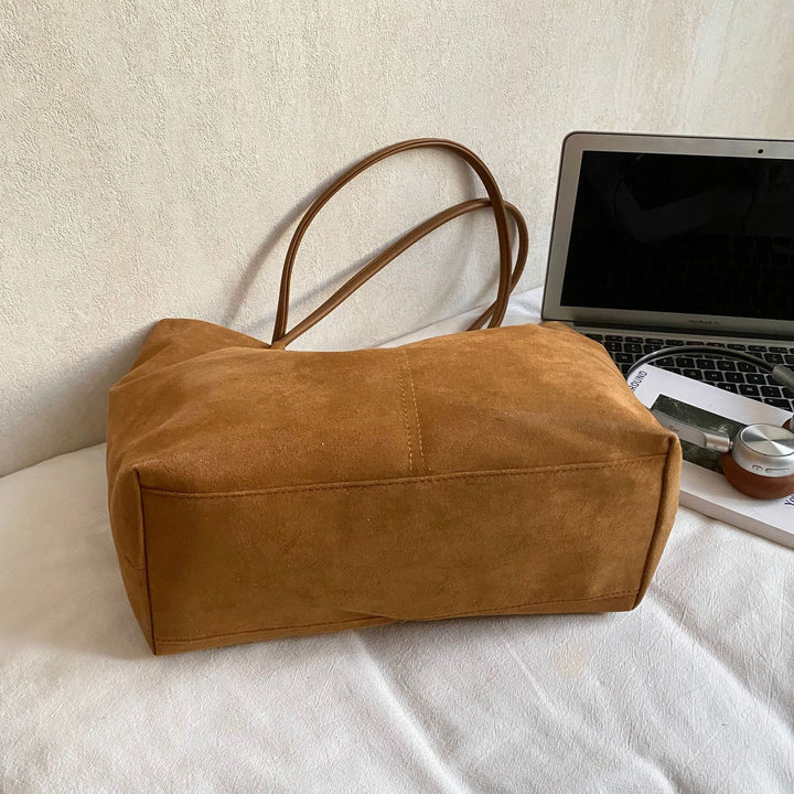 Minimalist Suede Shoulder Tote