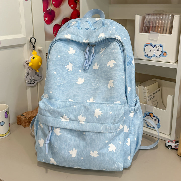 Trendy Leaf-Patterned School Backpack Stornfield