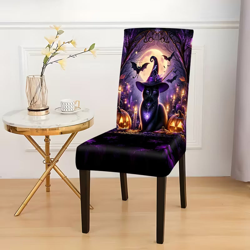 Premium Stretch Chair Cover for Dining Chairs with Victorian Skeleton and Rose Print