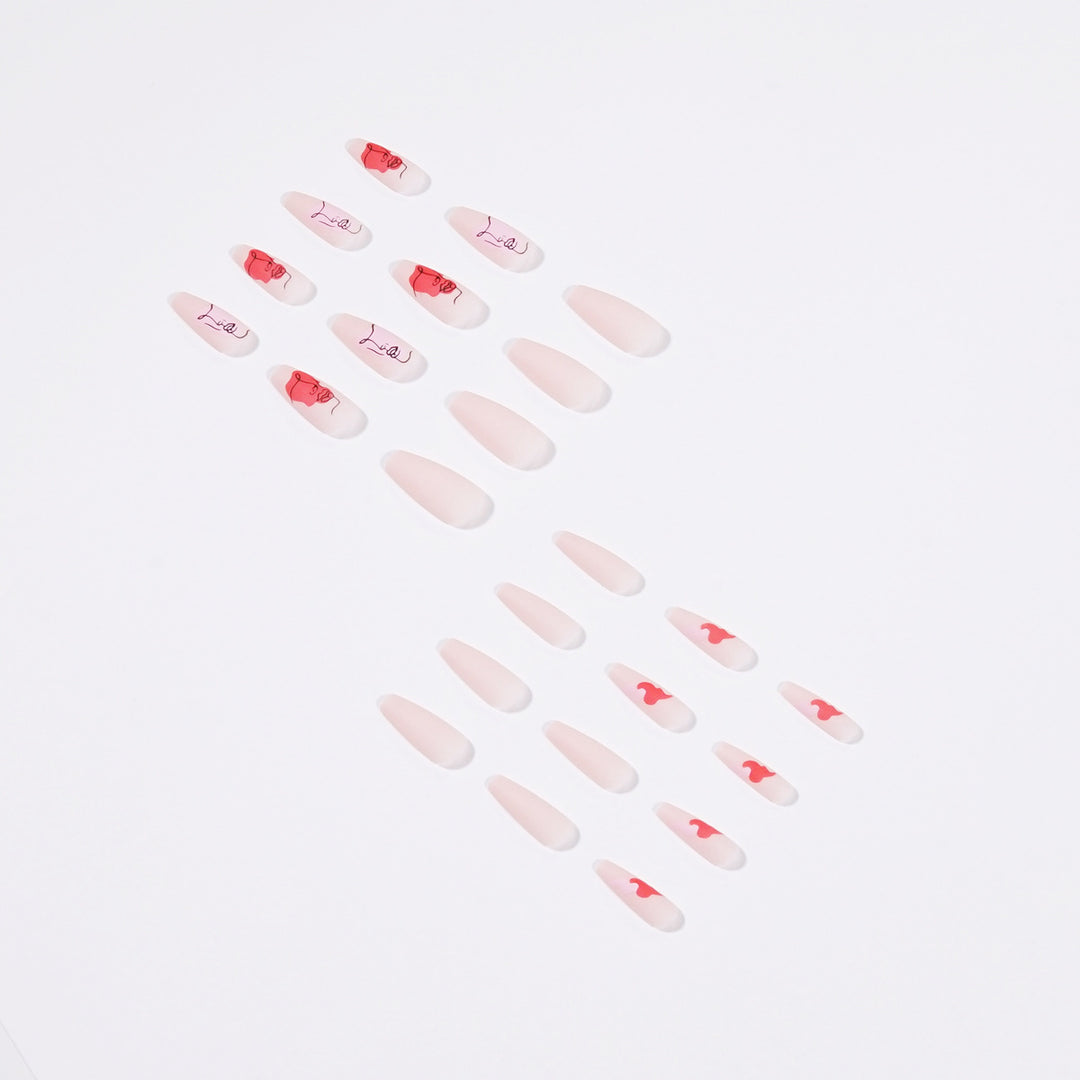 Artful Nail Extensions with Abstrahized Face Drawing Stornfield