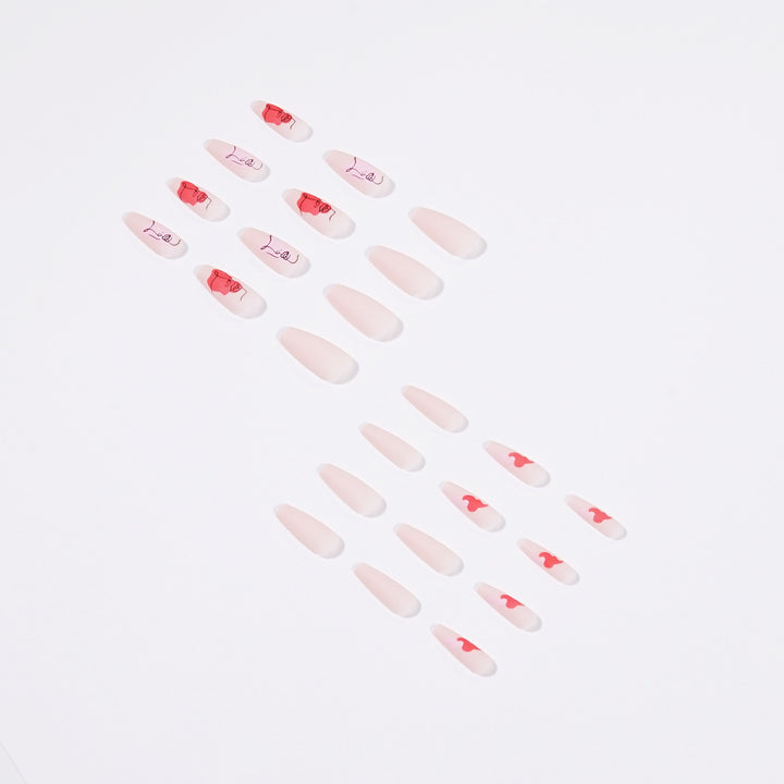 Artful Nail Extensions with Abstrahized Face Drawing Stornfield