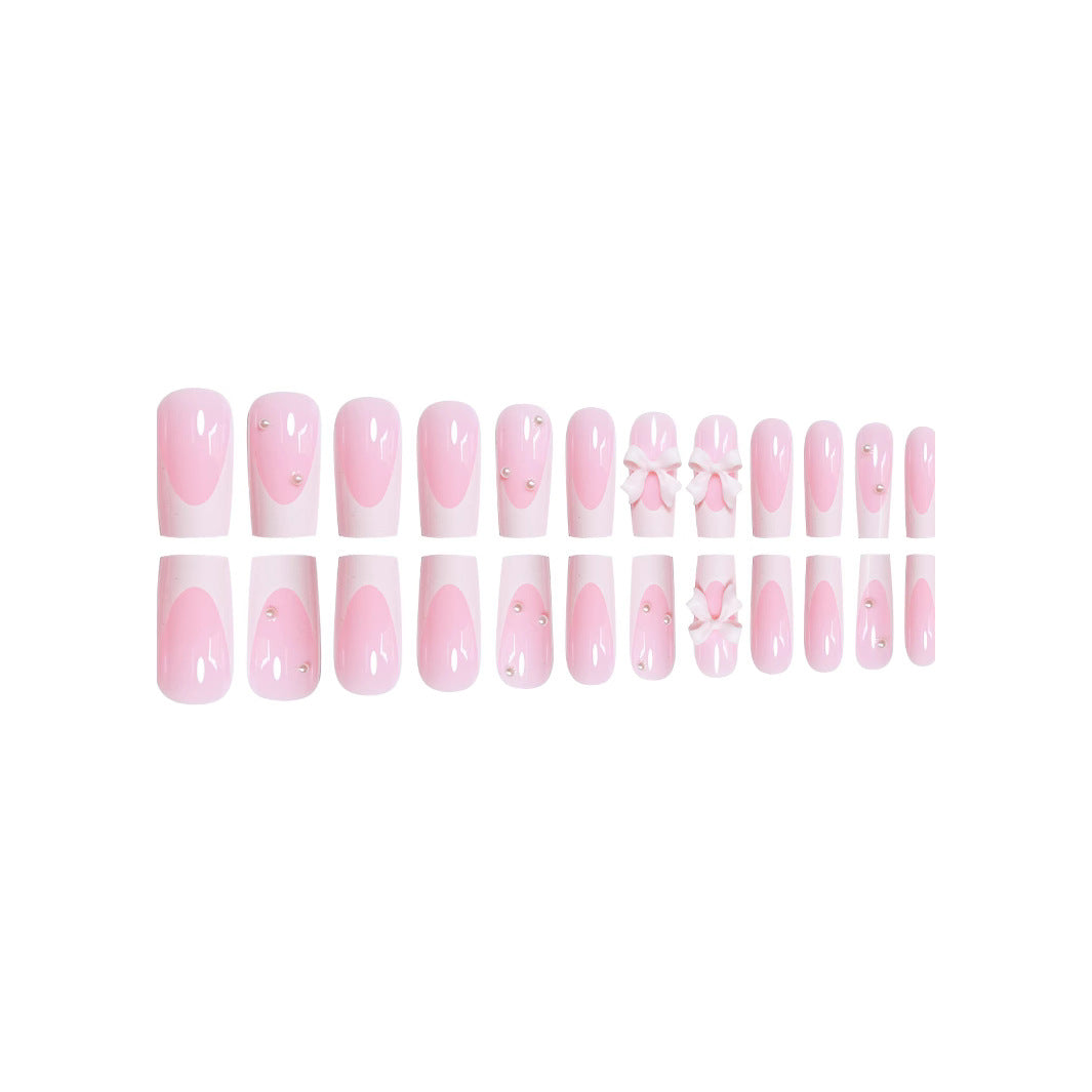 Decorative Press-On Nail Art with Bow Details Stornfield