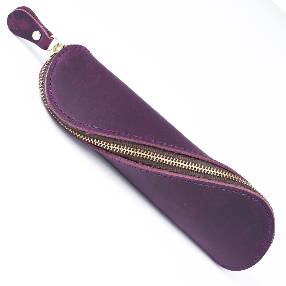 Leather Pencil Case with Zipper