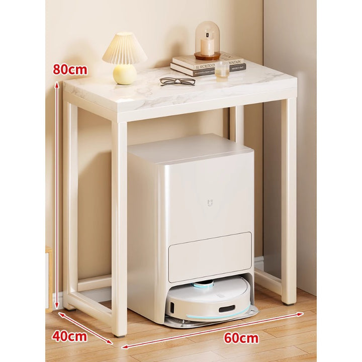 Marble Top Gold Metal Console Stand for Robot Vacuum Dock and Entryway Organizer
