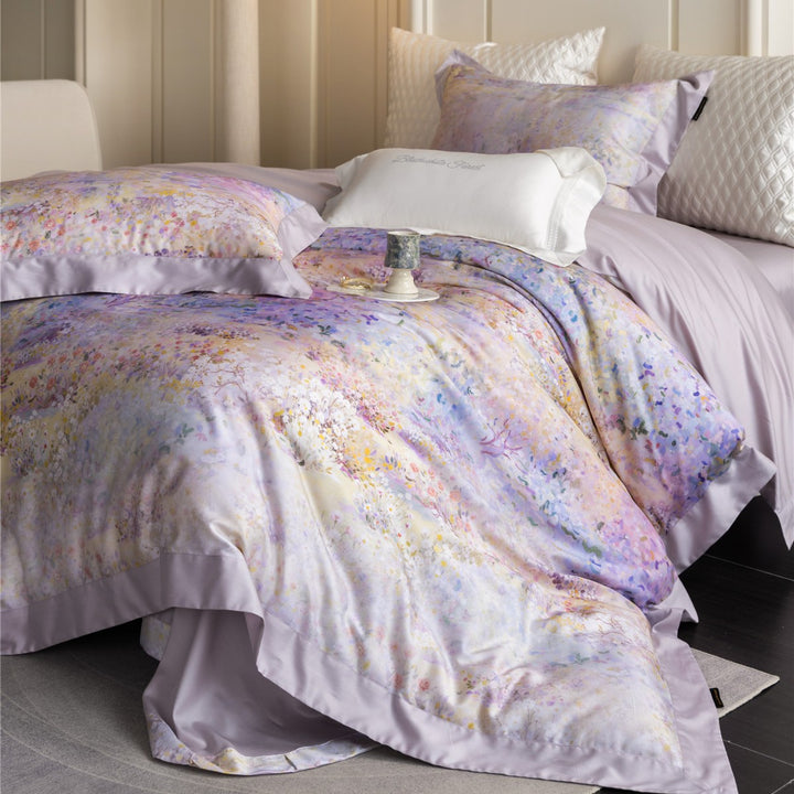Floral Watercolor Cotton-Sateen Duvet Cover Set