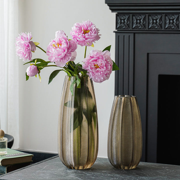 Decorative glass vase with ribbed structure Stornfield