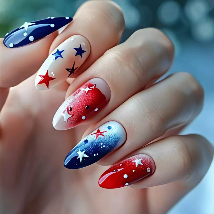 Creative artificial nails with festive star design Stornfield