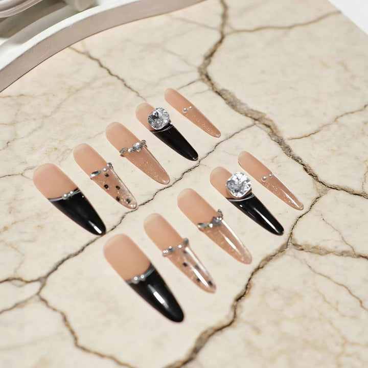 Artistic Rhinestone-Embellished Stiletto Press-On Nail Art Stornfield