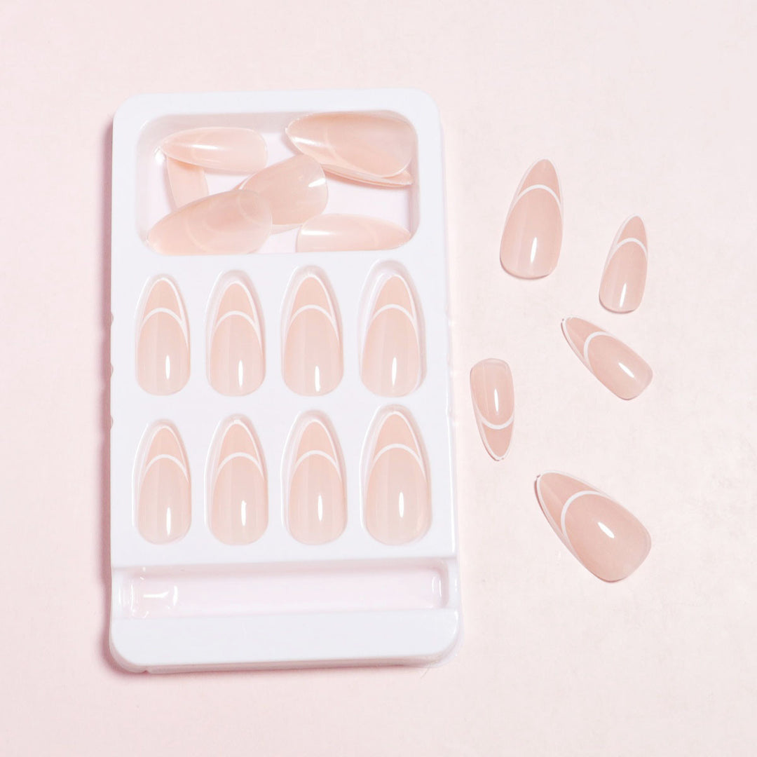 Almond-Shaped Press-On Nails with Elegantly Curved French Tips Stornfield