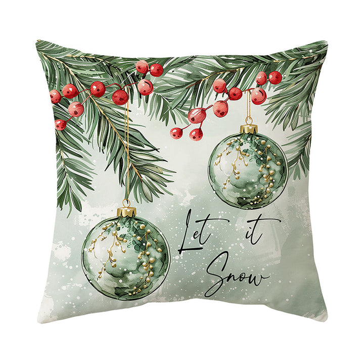 Decorative Linen-Texture Square Throw Pillow Cover with Winter Deer Forest Print