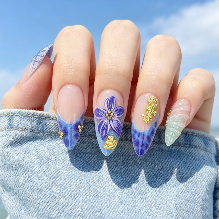 Nail art set with timeless flower designs and elegant accents Stornfield