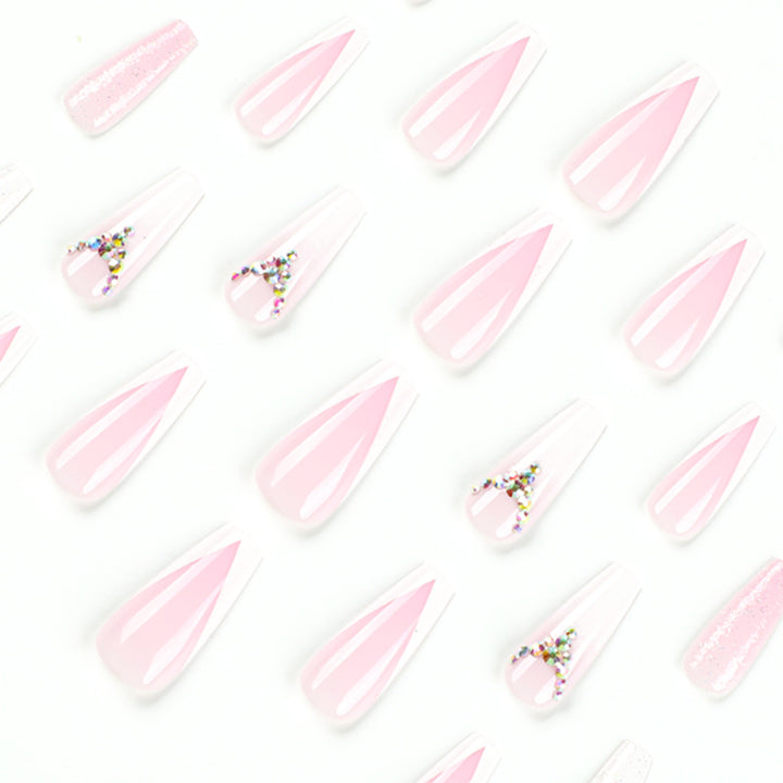 Artful Nail Extensions with Glitter and Rhinestone Accents Stornfield