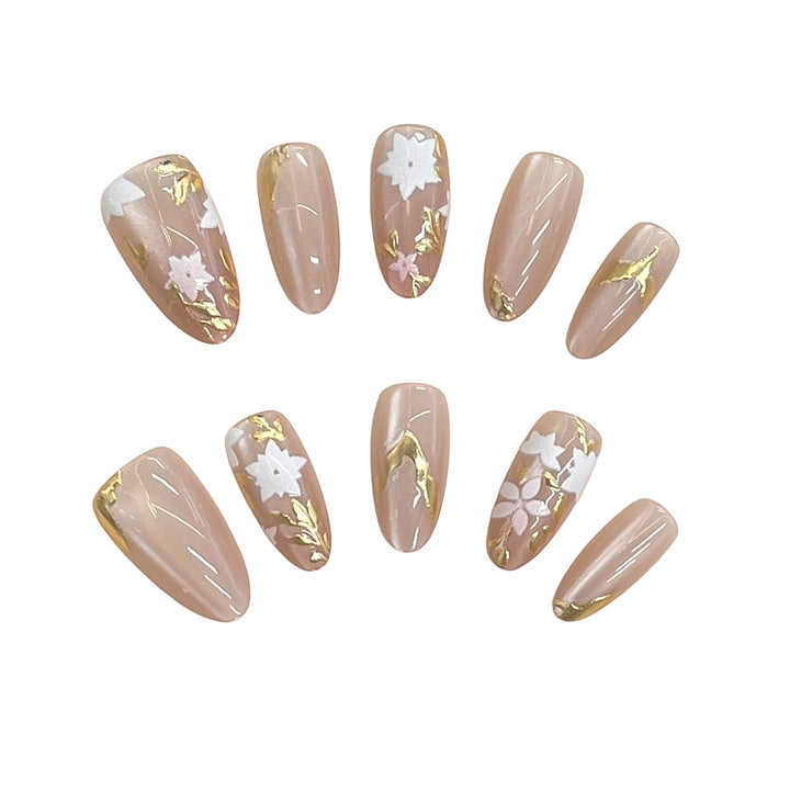 Floral Embellished Press-On Nail Design Stornfield
