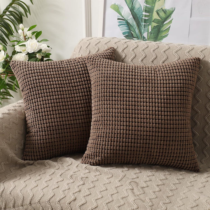 Textured Waffle-Weave Cotton Lumbar and Square Pillow Covers Set