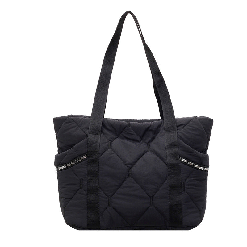 Quilted Multi-Pocket Tote Bag
