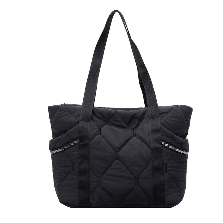 Quilted Multi-Pocket Tote Bag